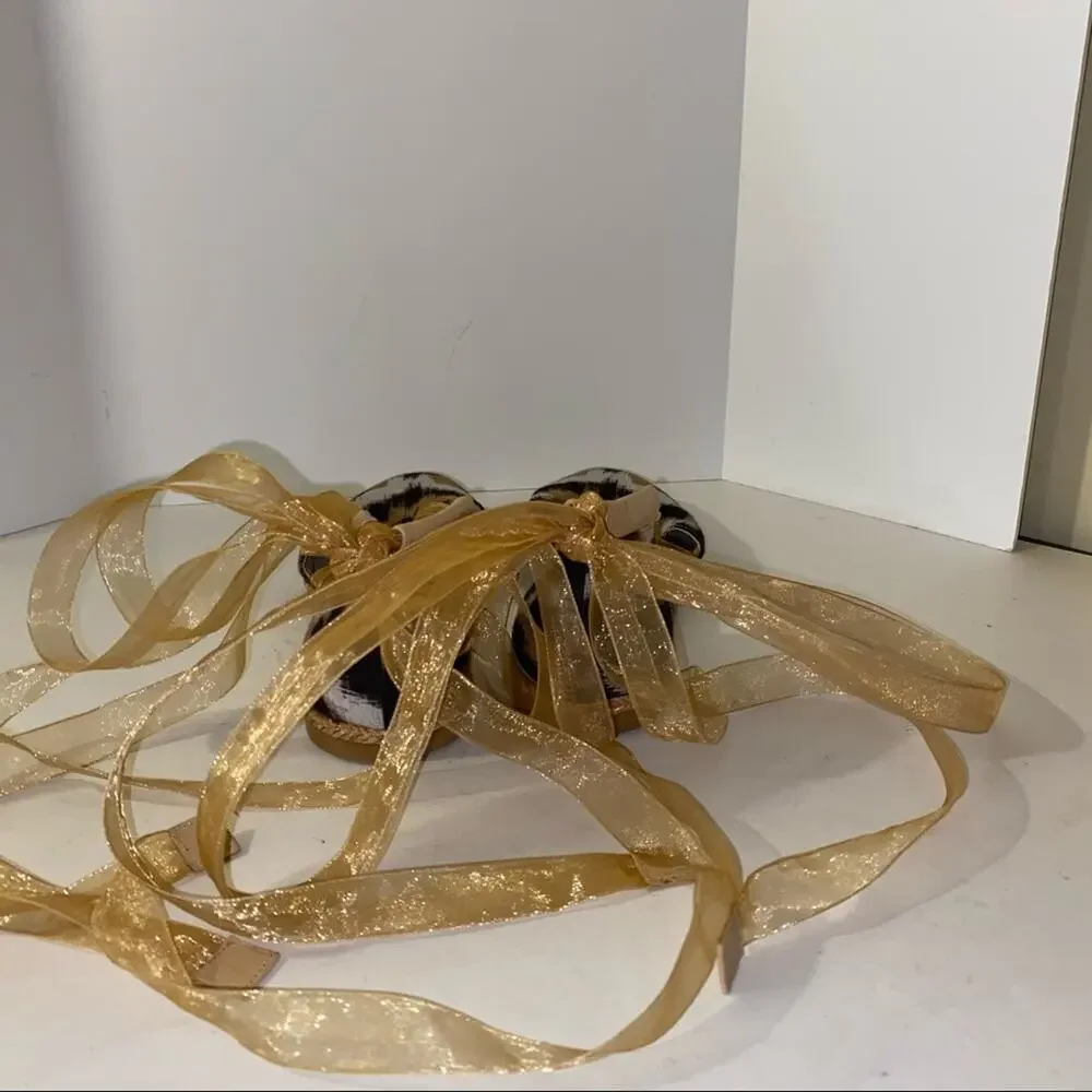 STUART WEITZMAN ribbon lace up espadrille ballet flats 7.5